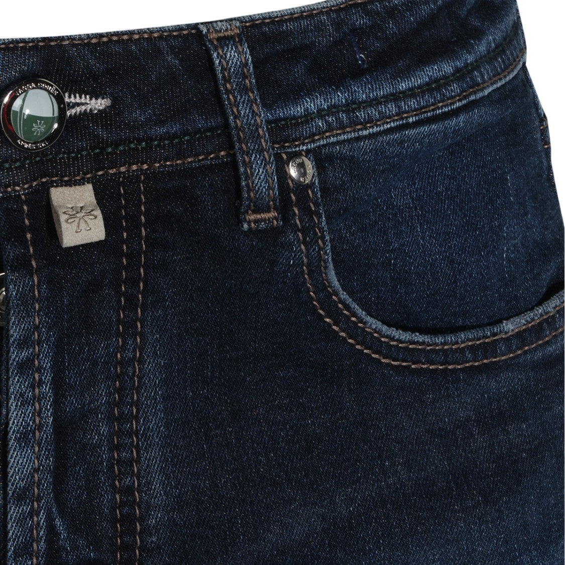 Jacob Cohen Dark Indigo Embroidered Slim Straight-Leg Jeans