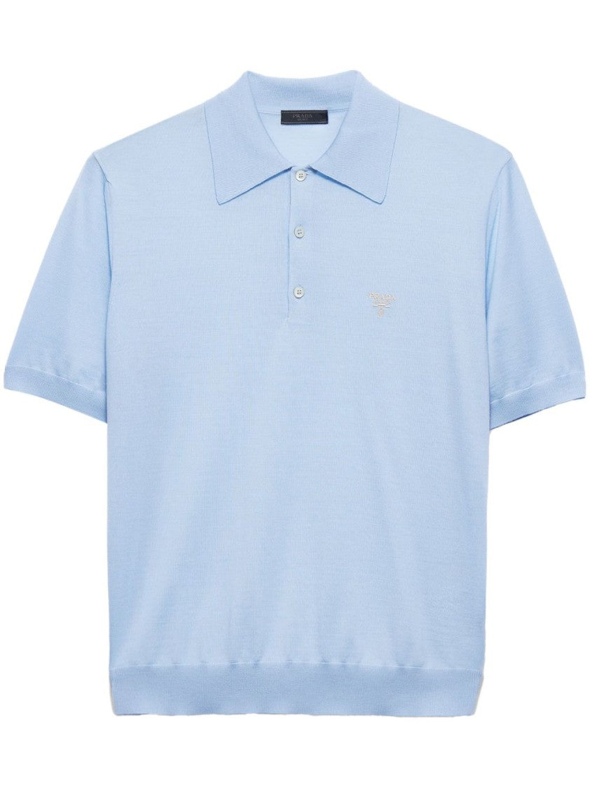 Prada Short-Sleeved Polo Shirt With Embroidered Logo And Tailored Fit