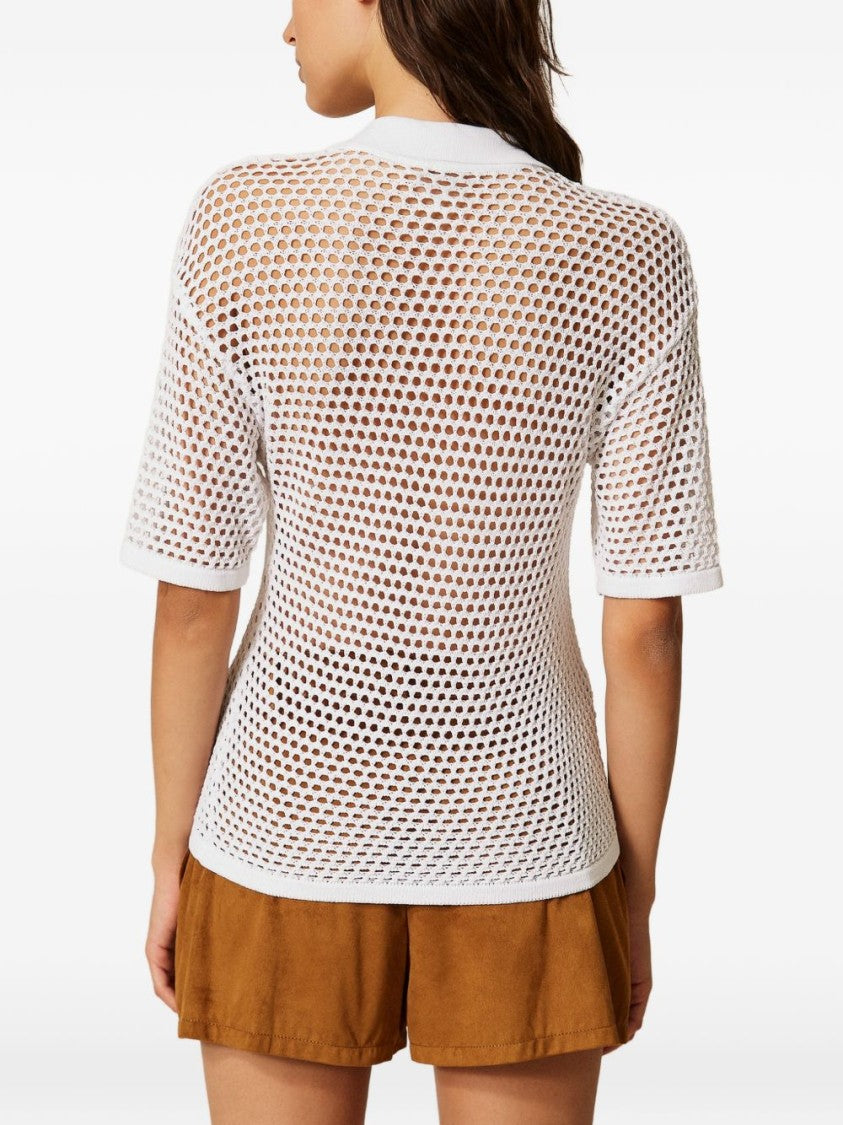 Twin-Set Off-White Chest Pocket Polo Top
