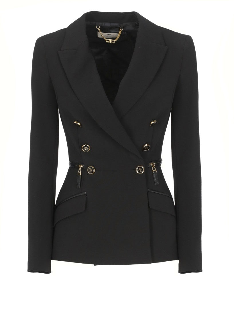 Elisabetta Franchi Crepe Double-Breasted Blazer