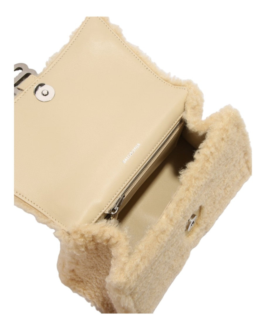 Balenciaga Hourglass Faux Shearling Shoulder Bag