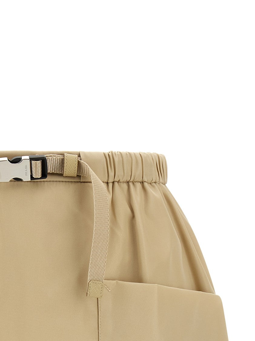 Prada Re-Nylon Mini Skirt With Saffiano Leather Accents