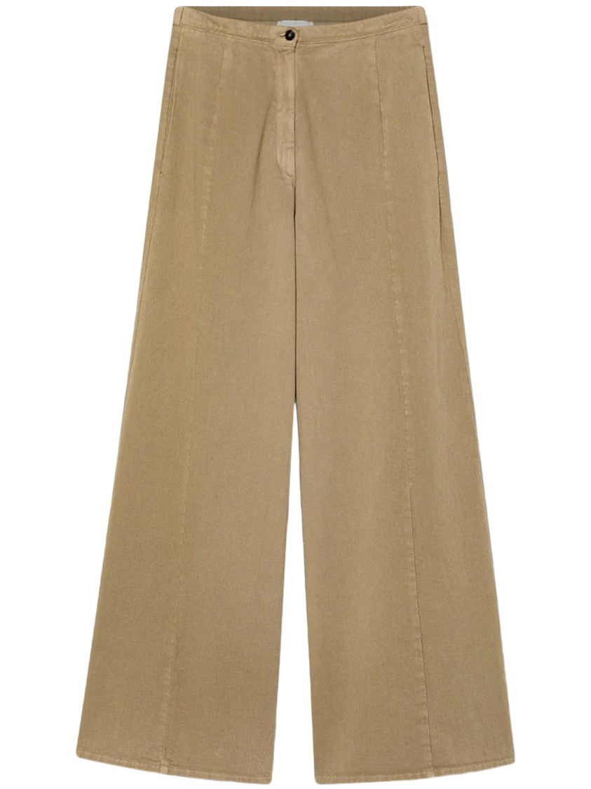 Forte Forte Fluid Cotton Twill High Waist Clean Seams Wide-Leg Pants