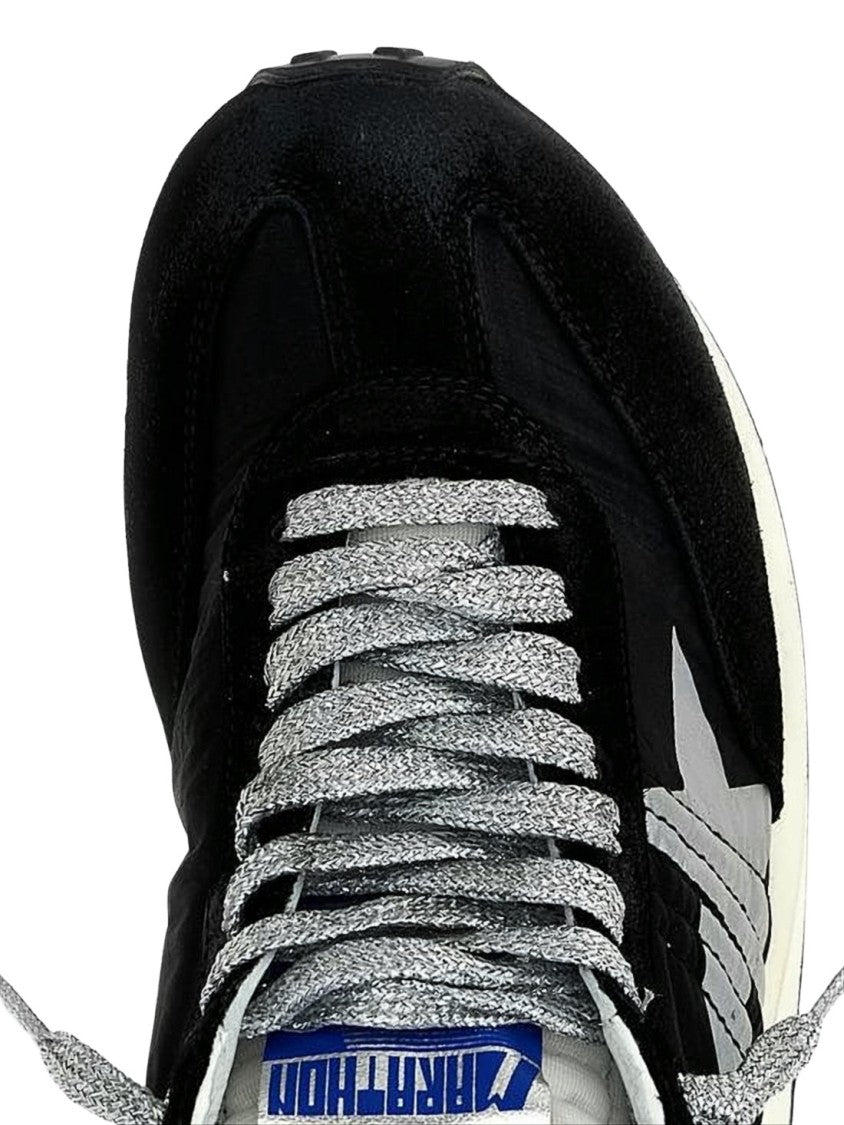 Golden Goose Textured Black Upper Sneakers With Silver Accents