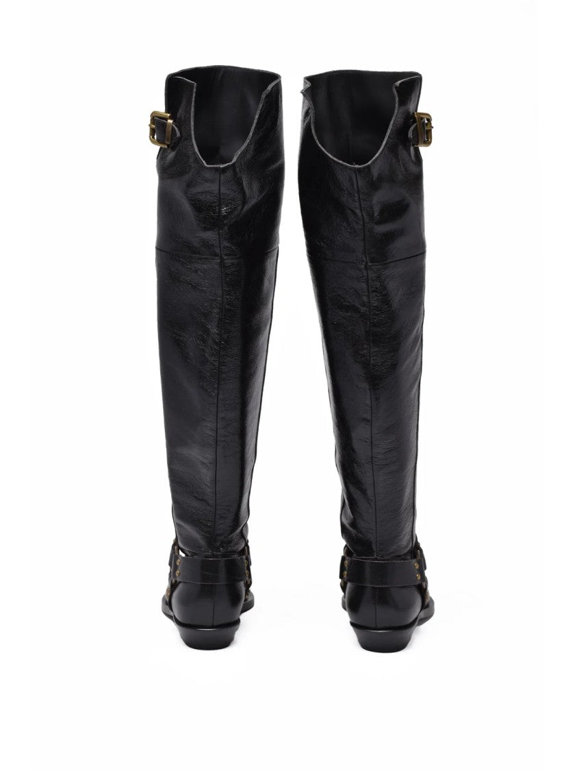 Ame Black Leather Glenda Boots
