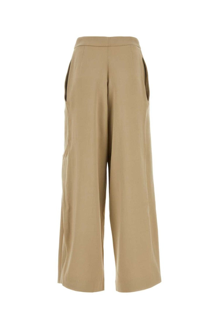 Ami Beige Viscose Blend Wide-Leg Pant