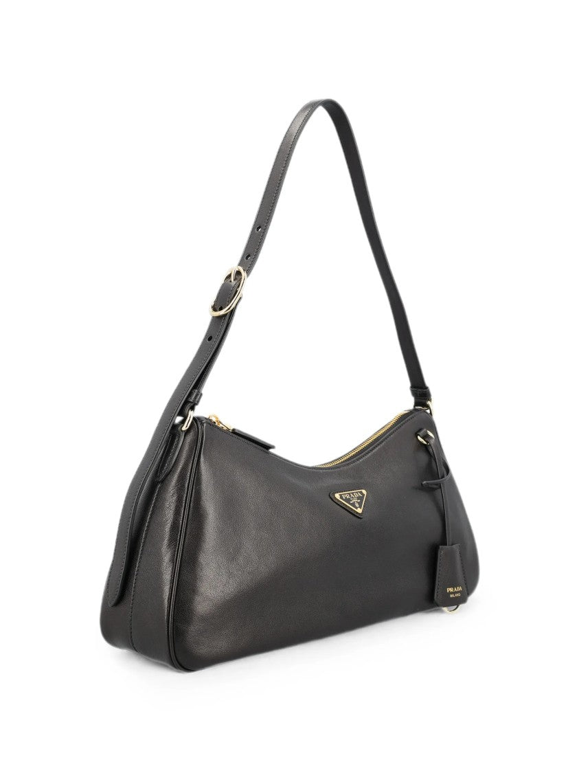 Prada Elongated Shoulder Bag In Smooth Leather With Gold-Tone Details