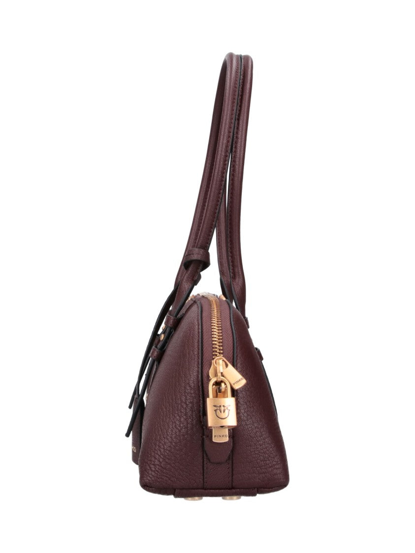 Pinko Bordeaux Leather Horizontal Bowling Tote Bag