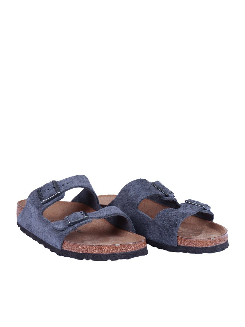 Birkenstock Charcoal Arizona Suede Leather Slide Sandal