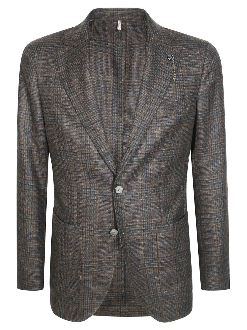 Santaniello Tailored Glen Check Blazer In Soft Touch Cashmere