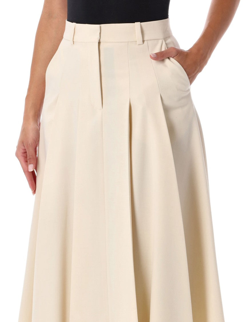 By Malene Birger Flared Midi Skirt With Structured Pleats And Tailored Design