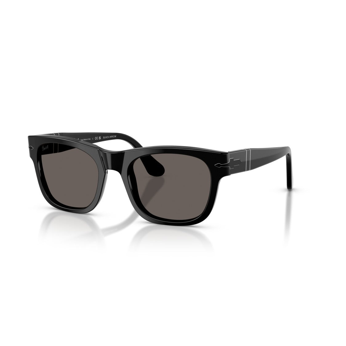 Persol Rectangular Black Acetate Sunglasses With Silver Accents