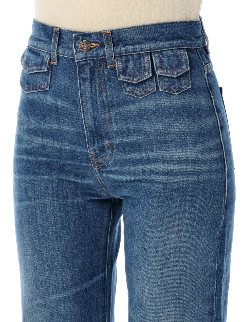 Chloé Fitted High-Rise Flare Jeans With Classic Blue Wash