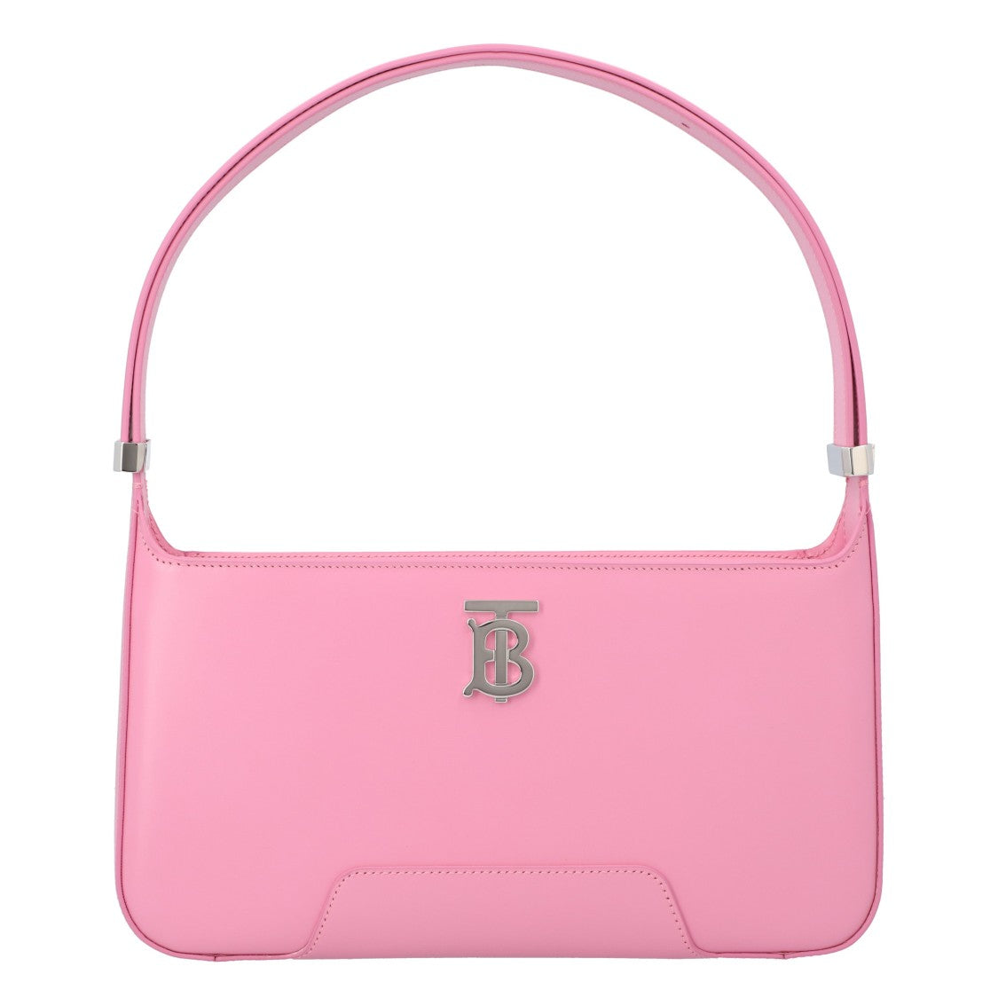 Burberry Compact Pink Calfskin Shoulder Bag With Prominent Logo