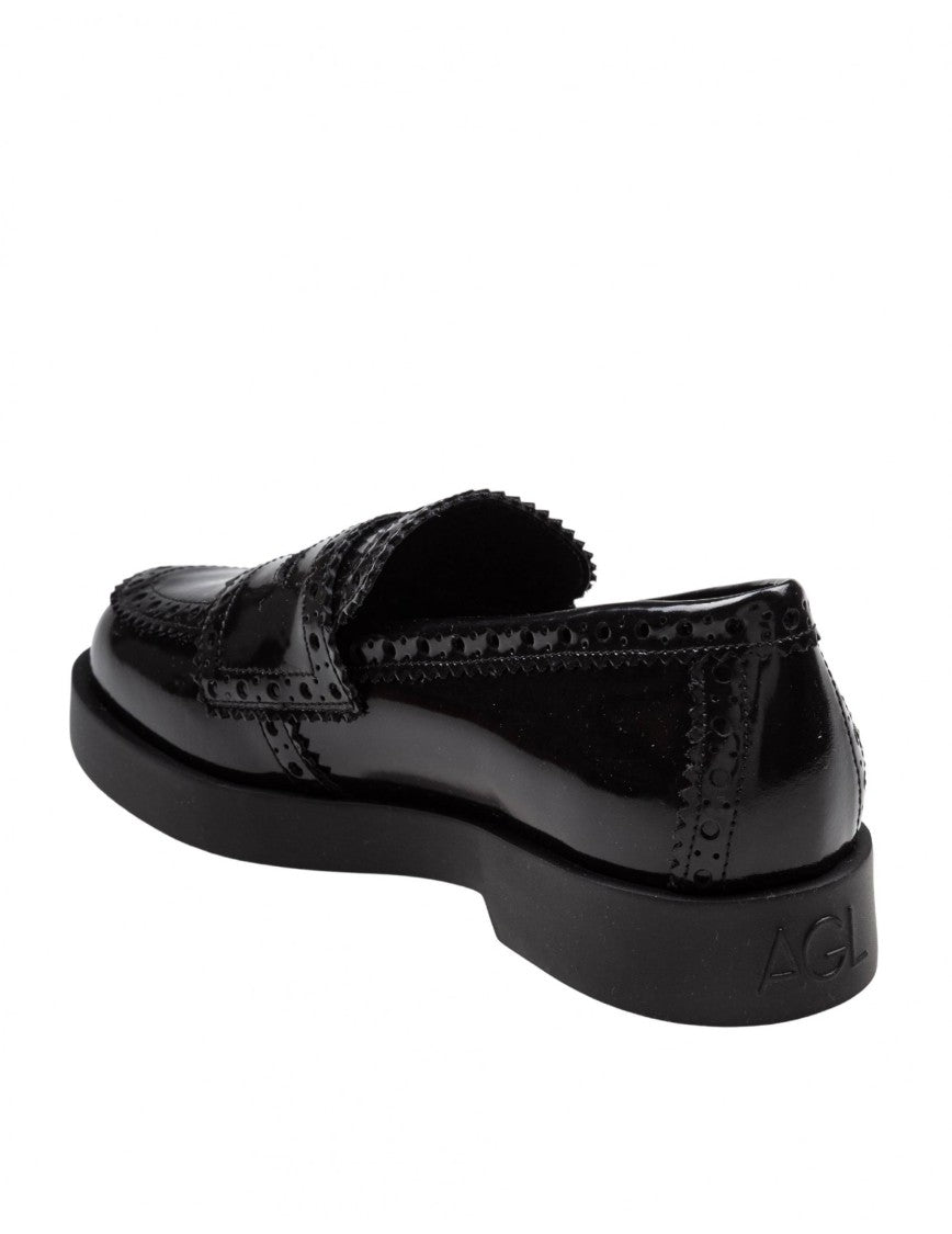 Agl Leather Loafer In Black
