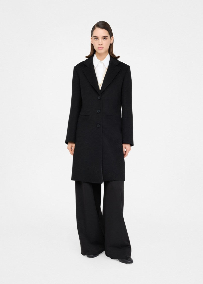 Liu Jo Tailored Black Wool Coat With Notch Lapel