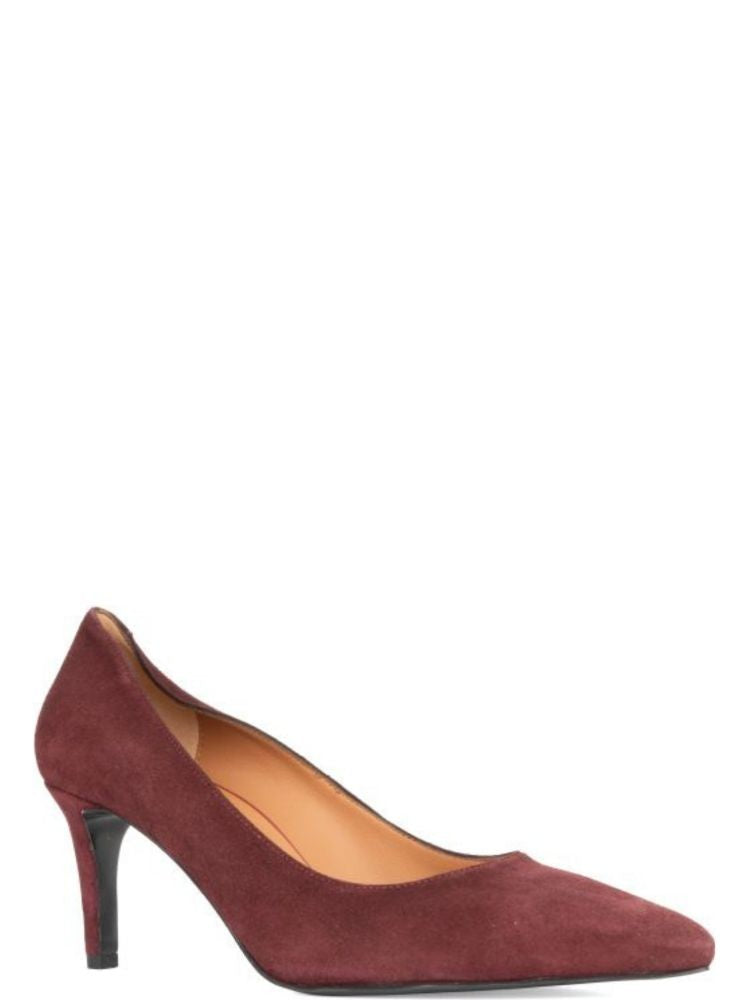 Sergio Moretti Red Pointed-Toe Suede Low-Heel Pumps