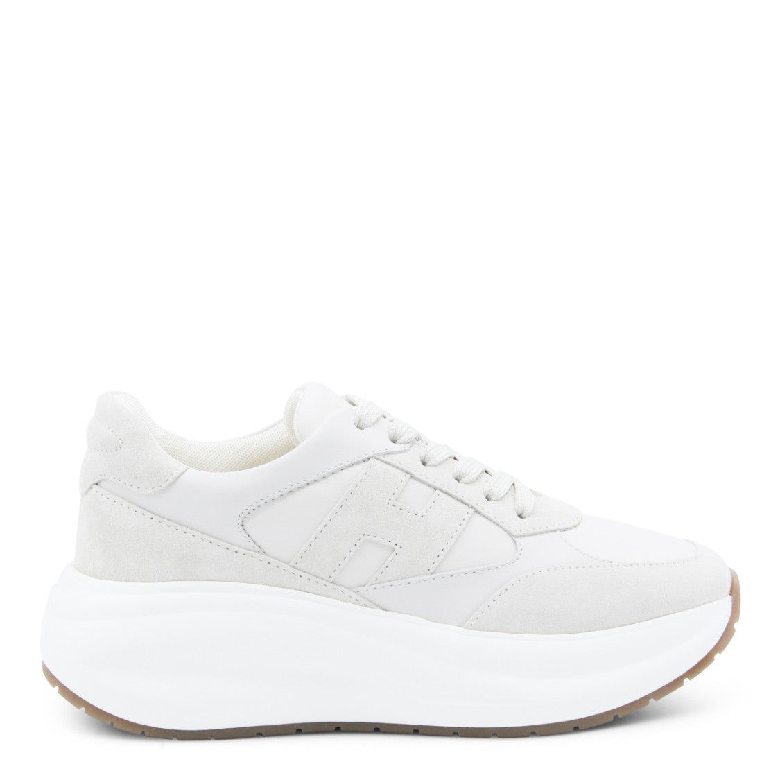 Hogan Sole White Sneakers With Soft Suede