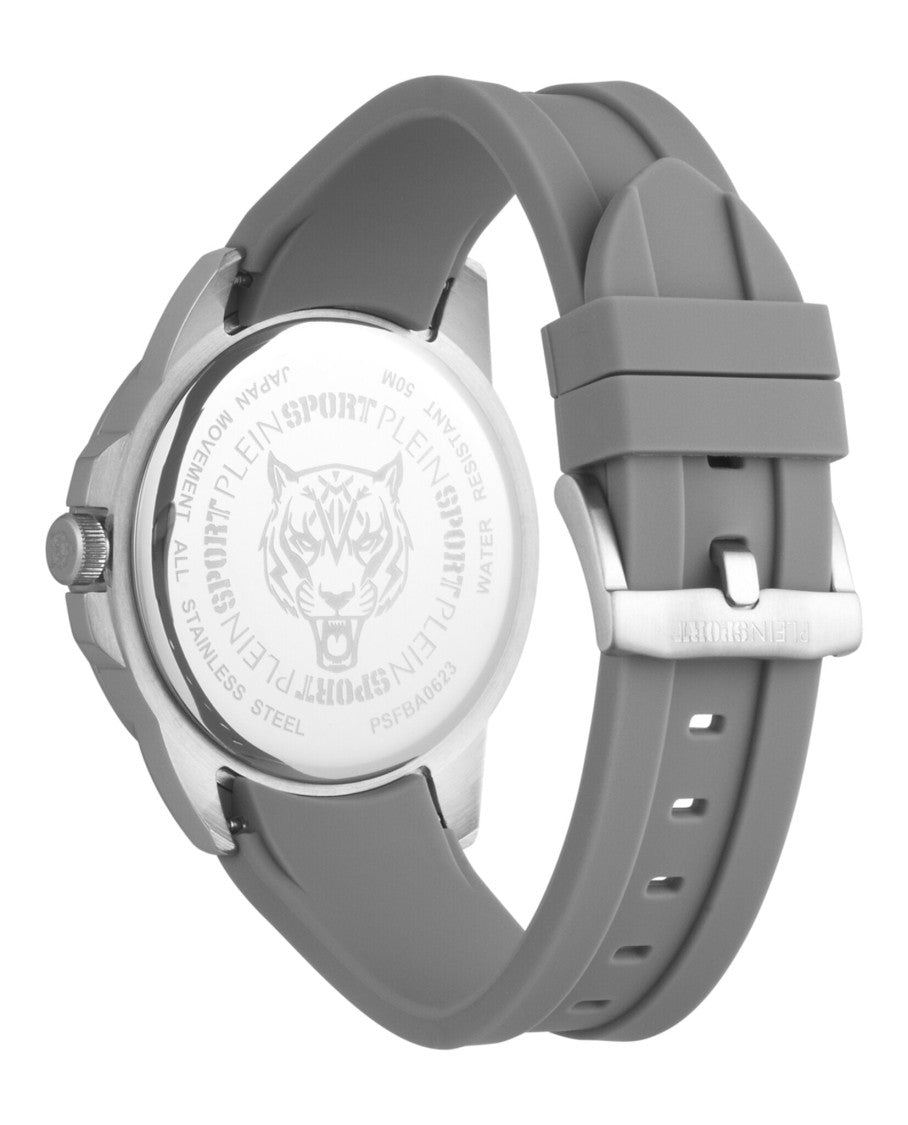 Plein Sport 44Mm Stainless Steel Plein Sport Watch With Silver Guilloche Dial