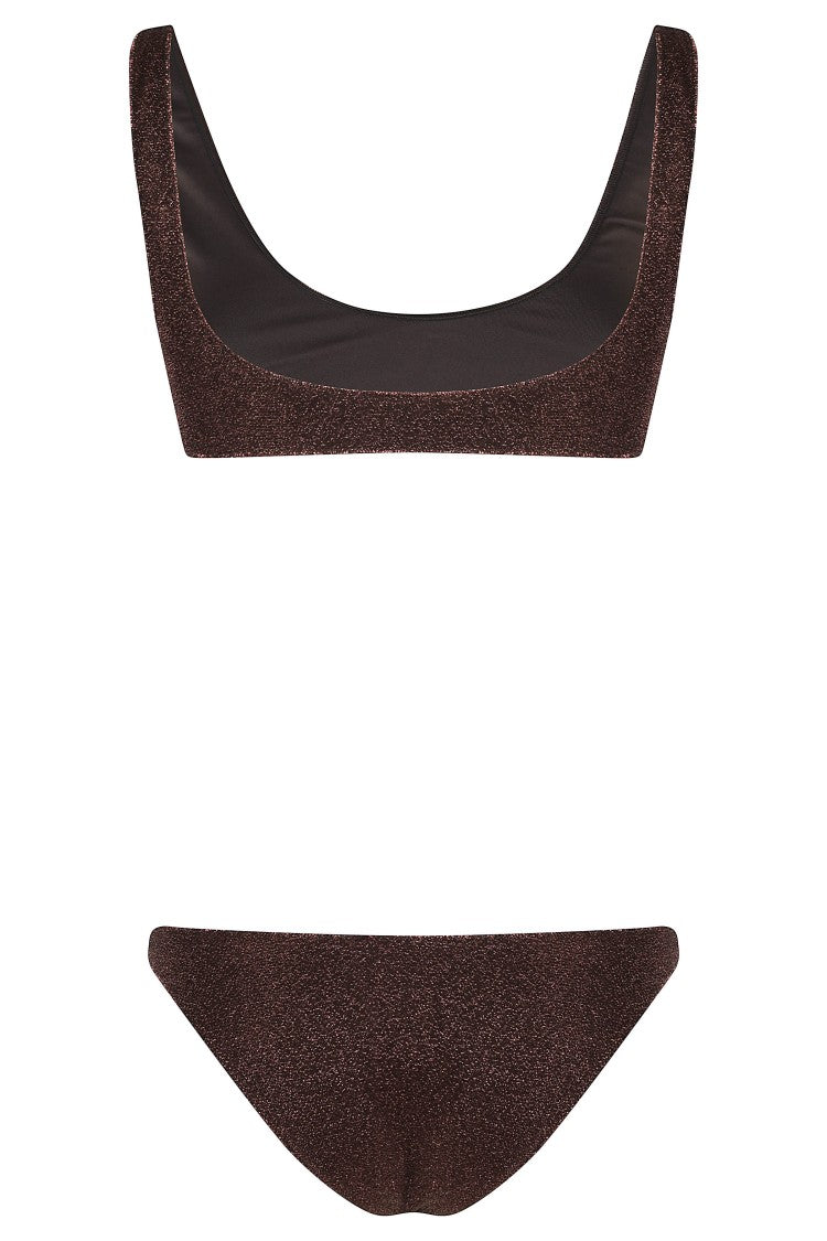 Oséree Chocolate Lumiere Sporty Bralette Lurex Polyamide Bikini