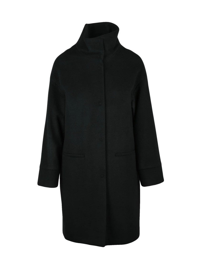 Oliver Horigamy Black Virgin Wool-Blend Coat