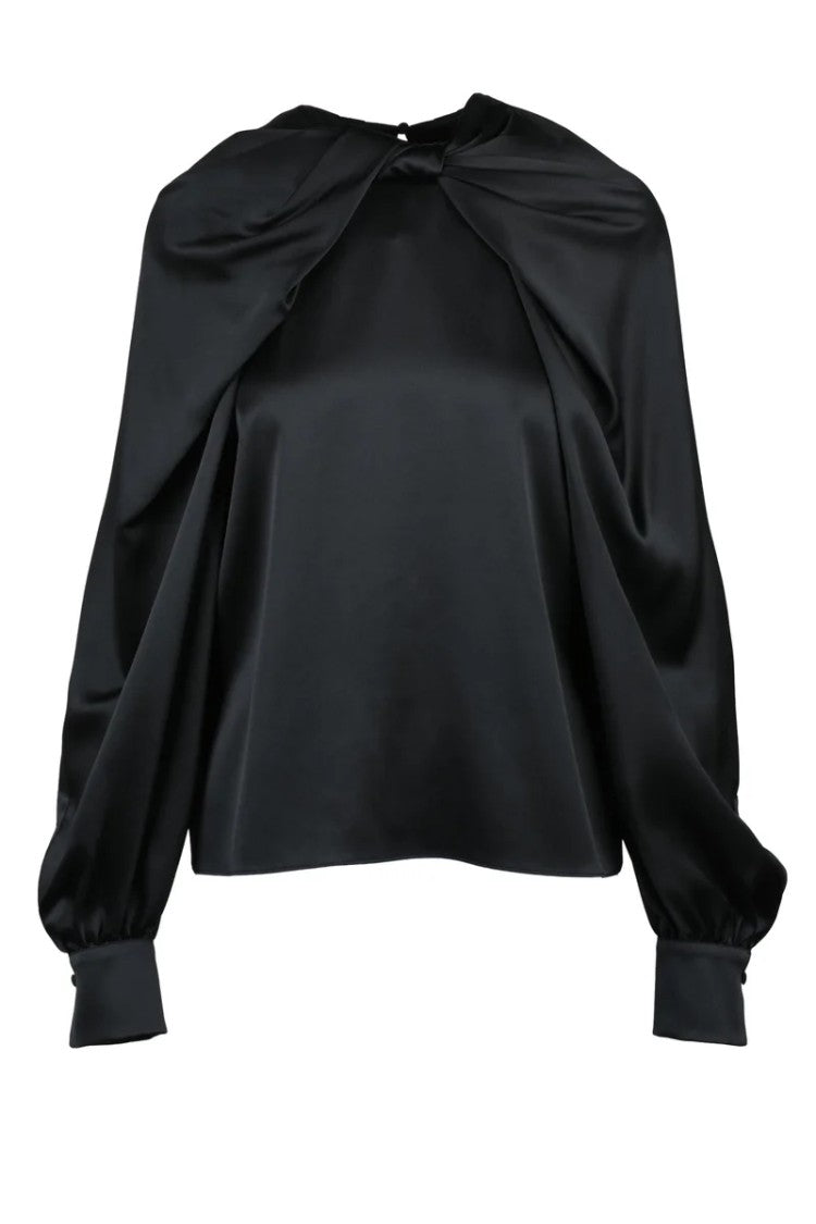 Max Mara Key Satin Blouse Silk - Black