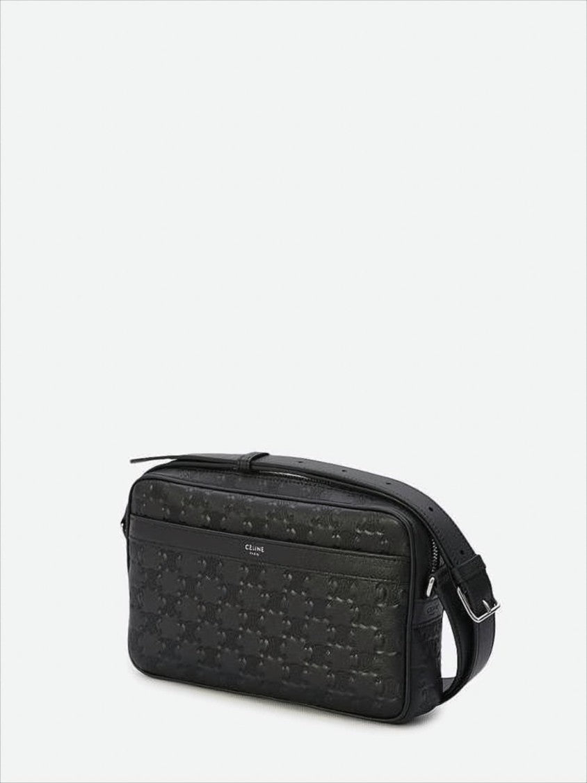Celine Embossed Calf Leather Crossbody Bag With Adjustable Strap
