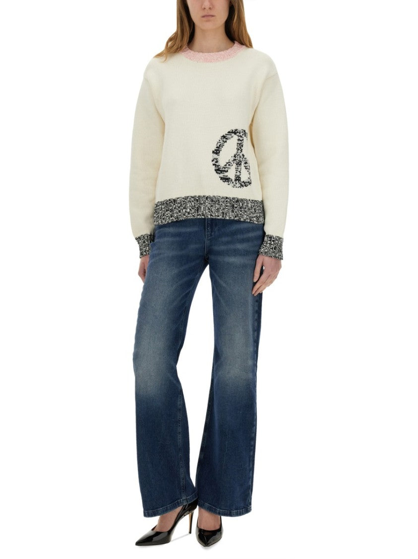 Moschino Relaxed Fit Sweater With Unique Inlay Pattern