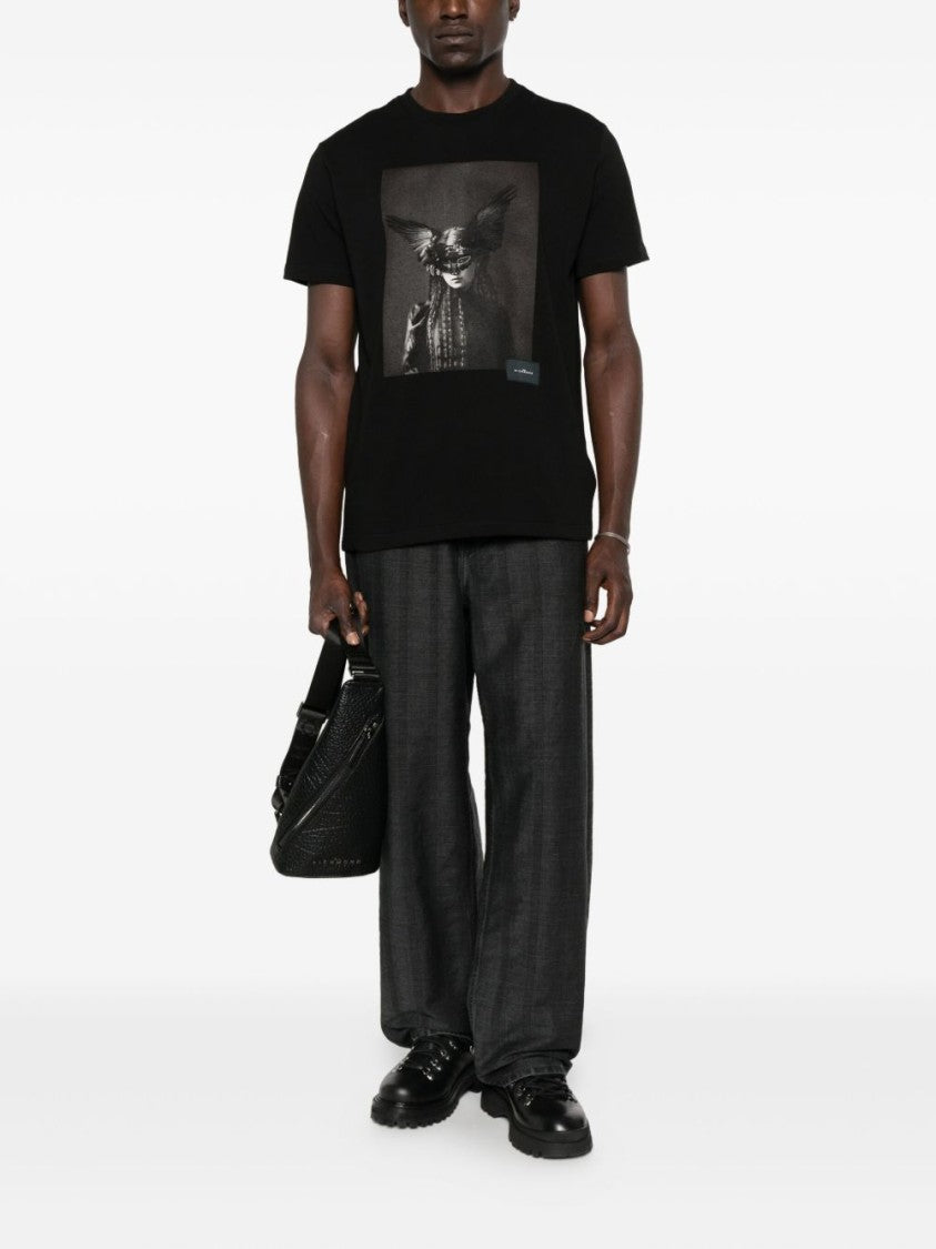 John Richmond Black T-Shirt With Classic Crew Neckline