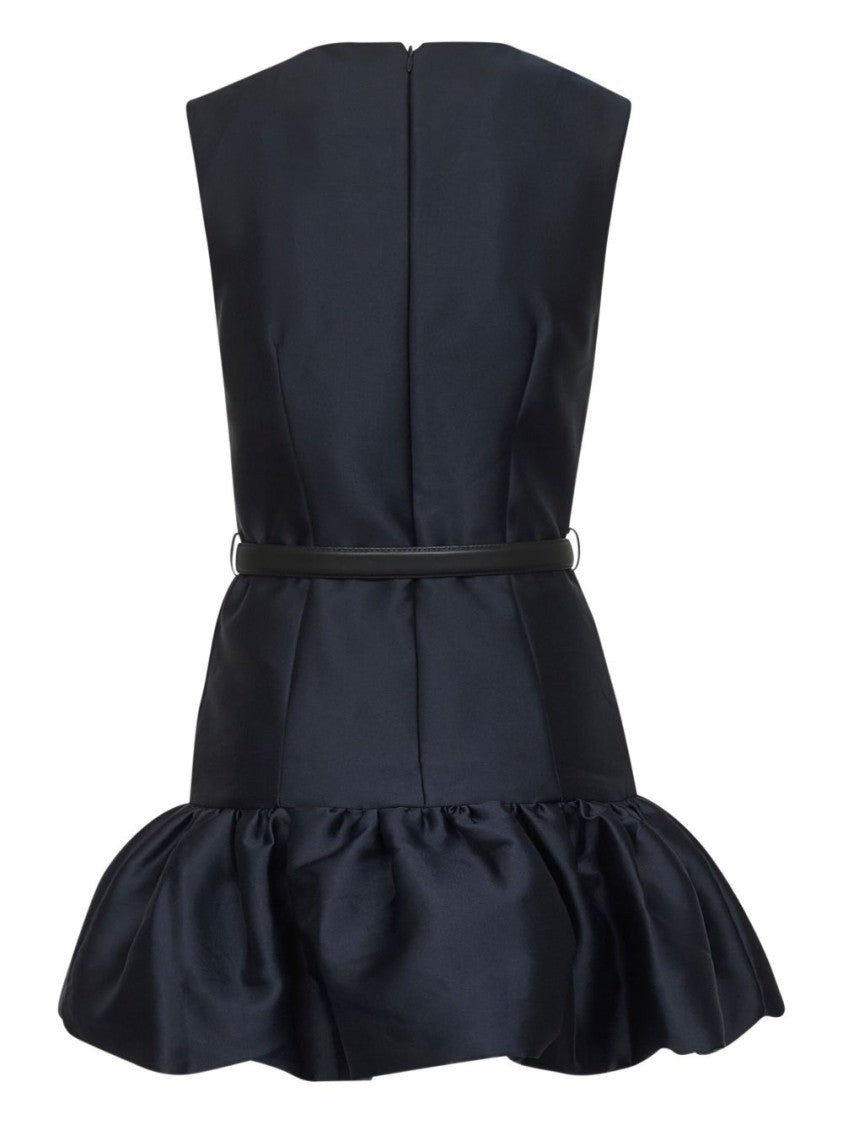 Self-Portrait Sleeveless Blue Mini Dress With Ruffled Hem