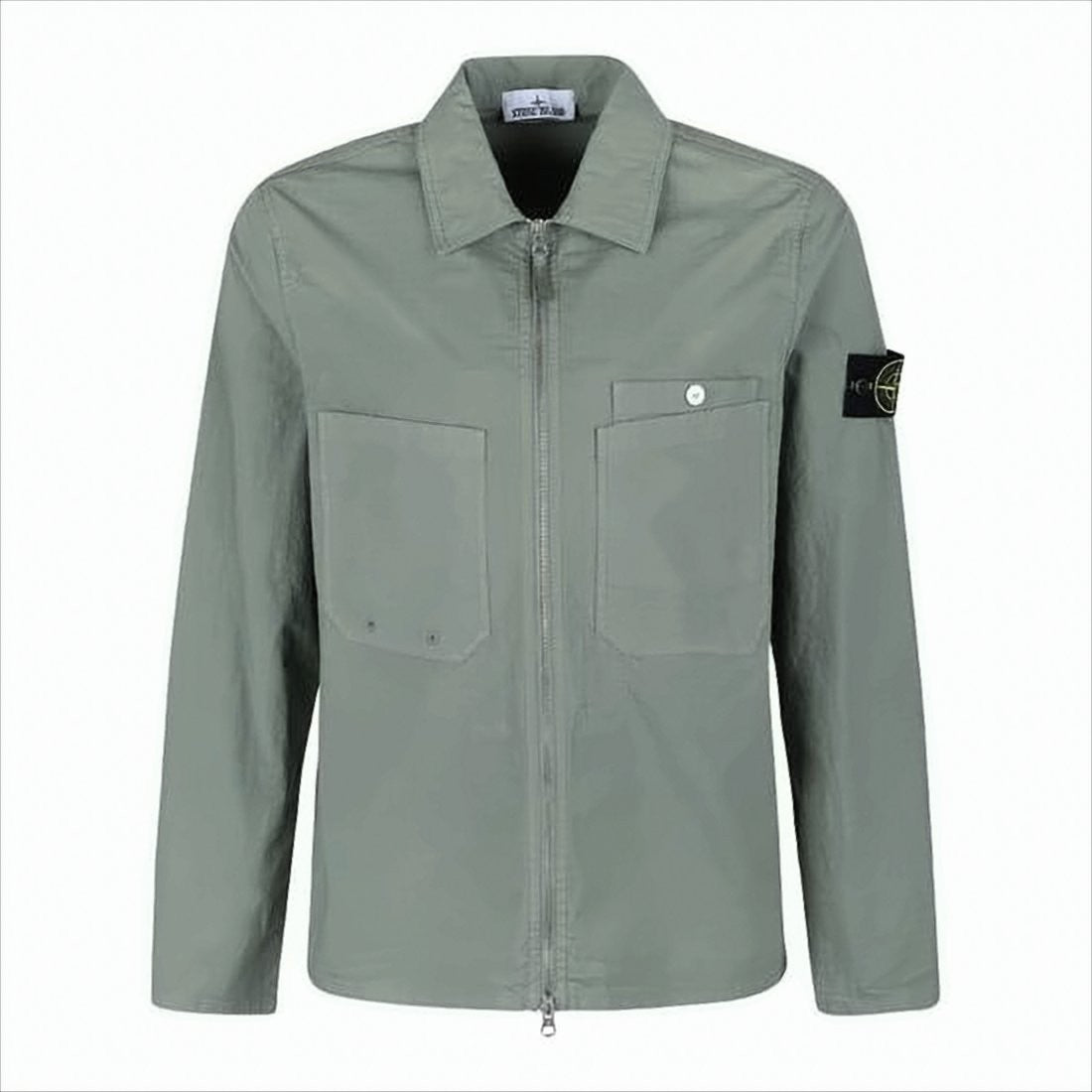 Stone Island Green Jacket With Textured Fabric