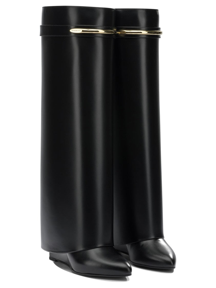 Givenchy Pointed Toe Calf Leather Ankle Boots With Metallic Detail
