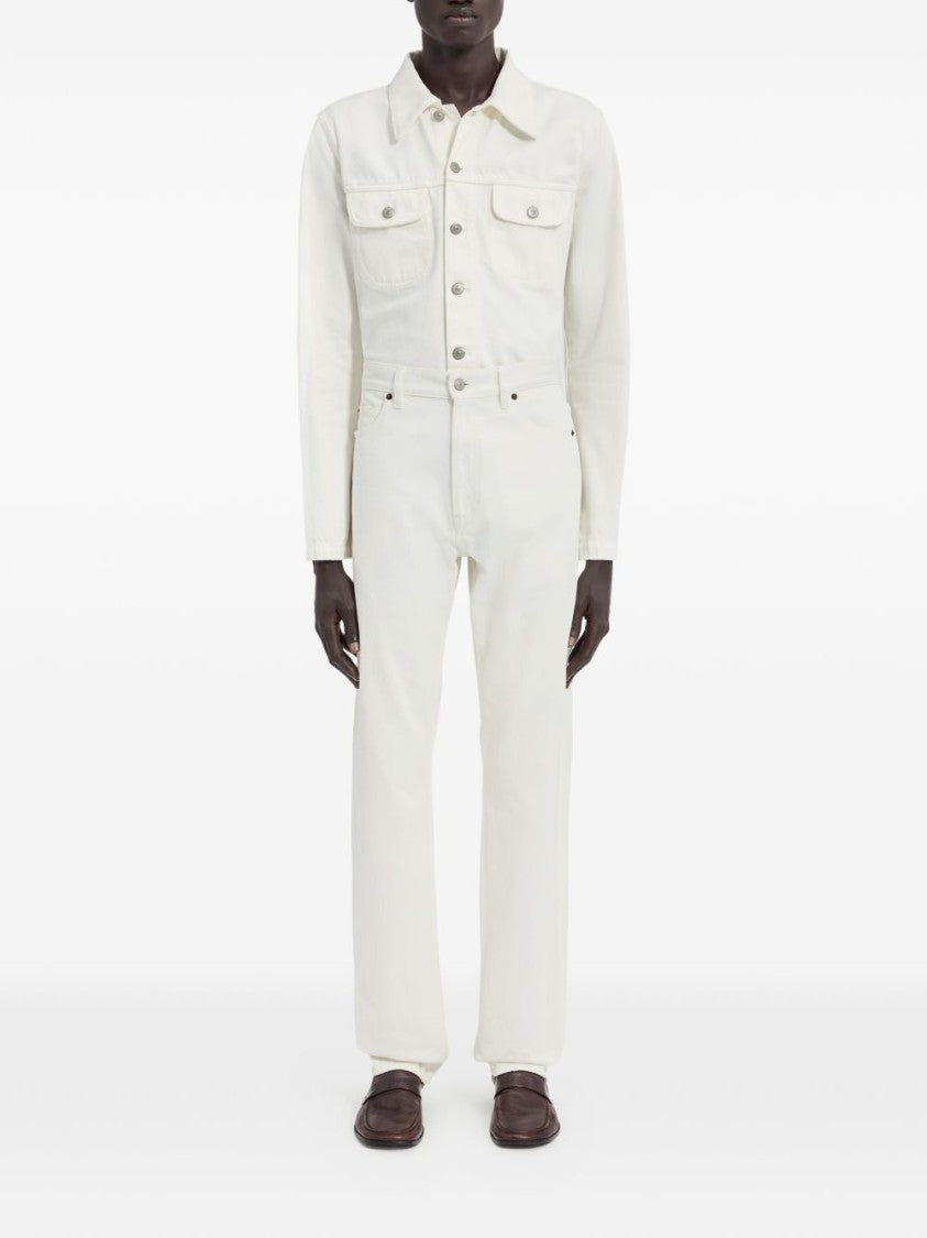 Mm6 By Maison Margiela White Back Stitch Cotton Jeans