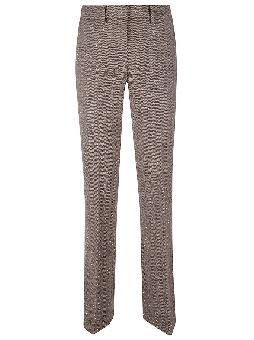 Ermanno Firenze Straight-Leg Trousers With Herringbone Pattern