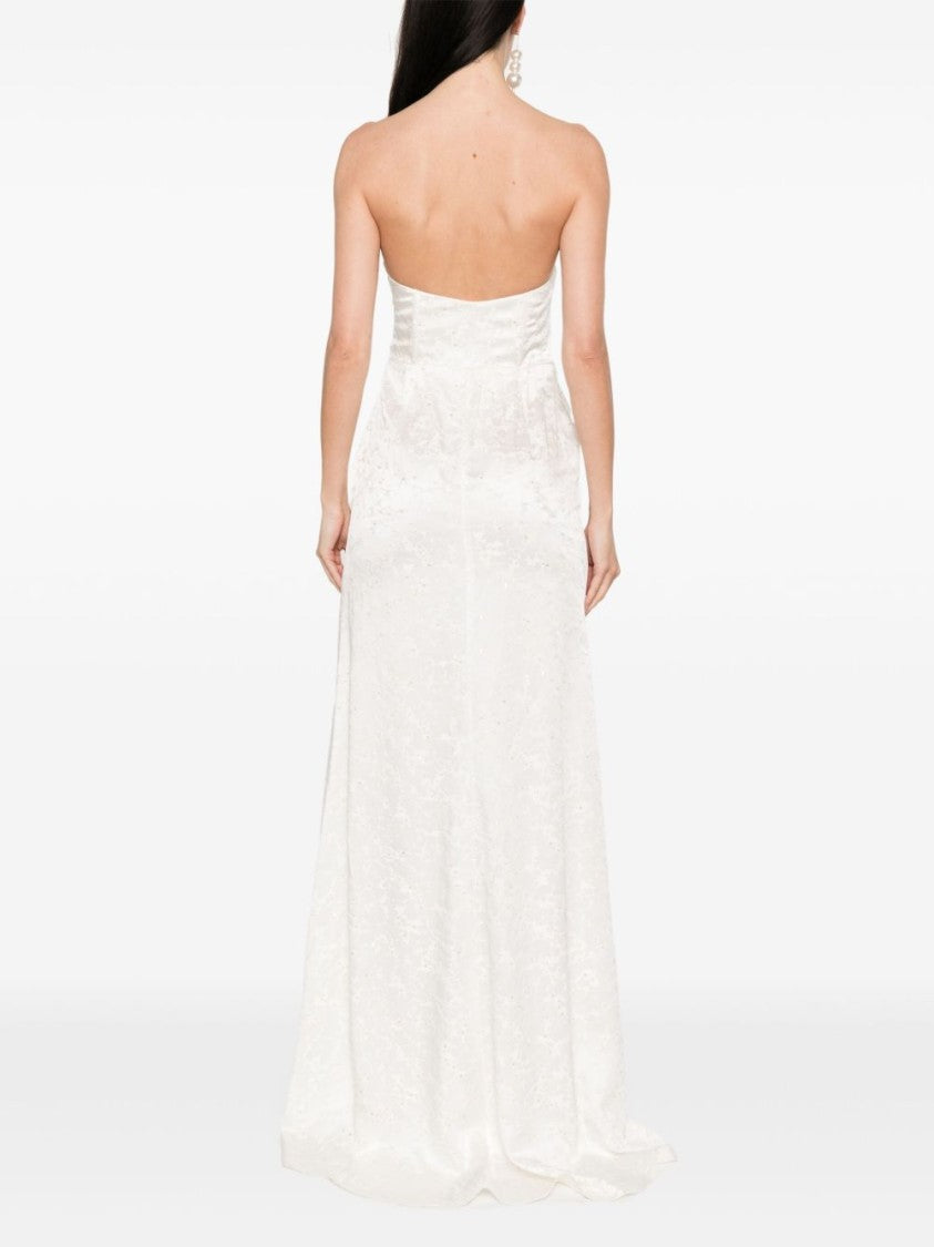 Redemption White Jacquard Dress With Bustier Top