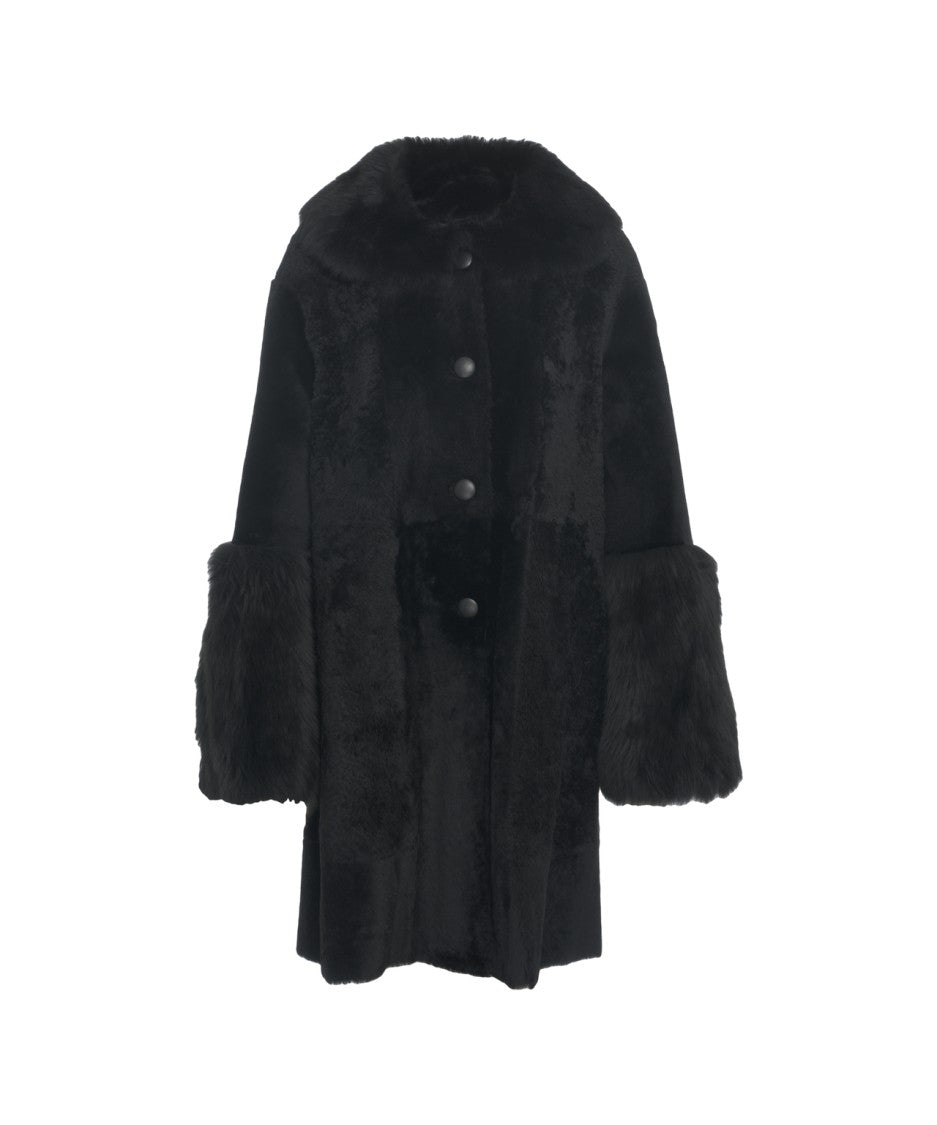 Desa 1972 Oversized Lamb Leather Coat With Textured Finish