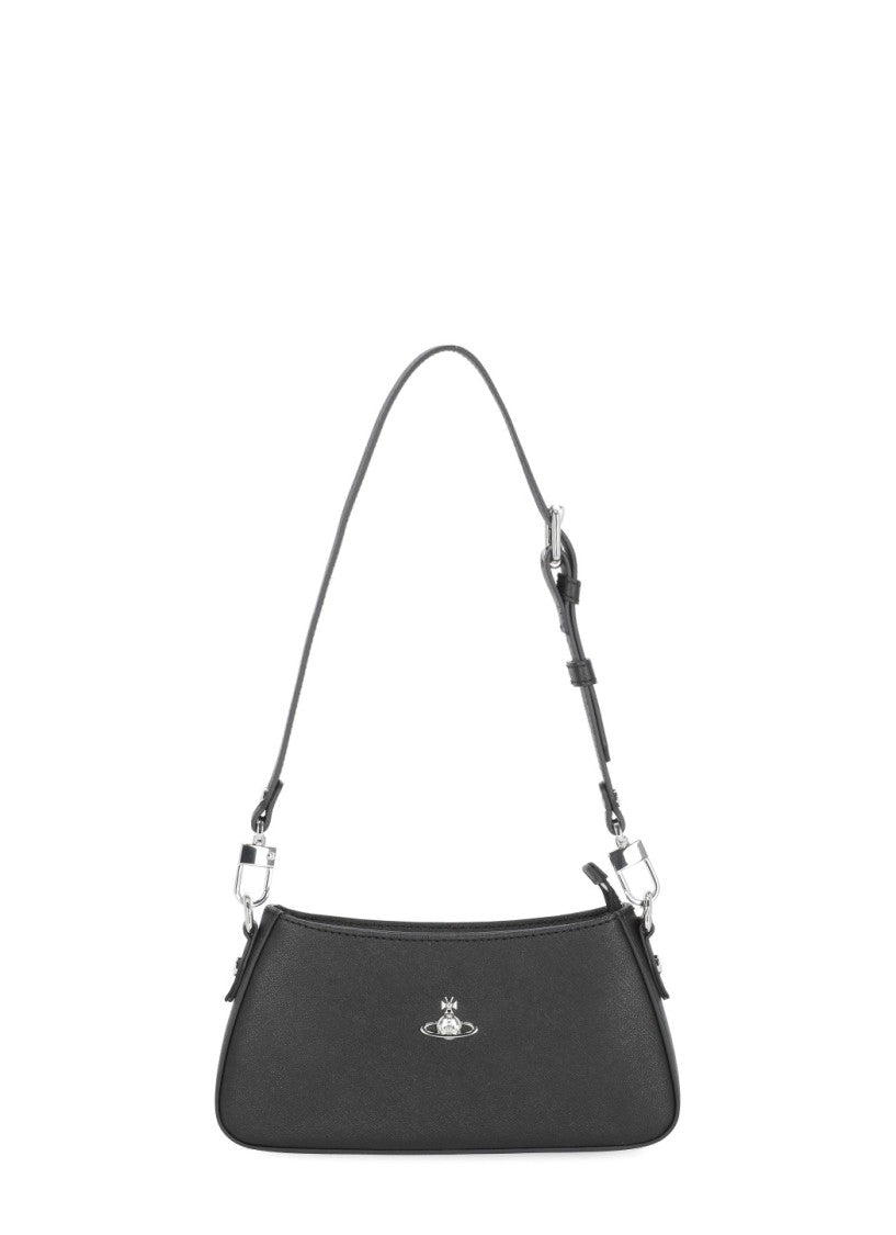 Vivienne Westwood Black Minimalist Removable Strap Emblem Shoulder Bag