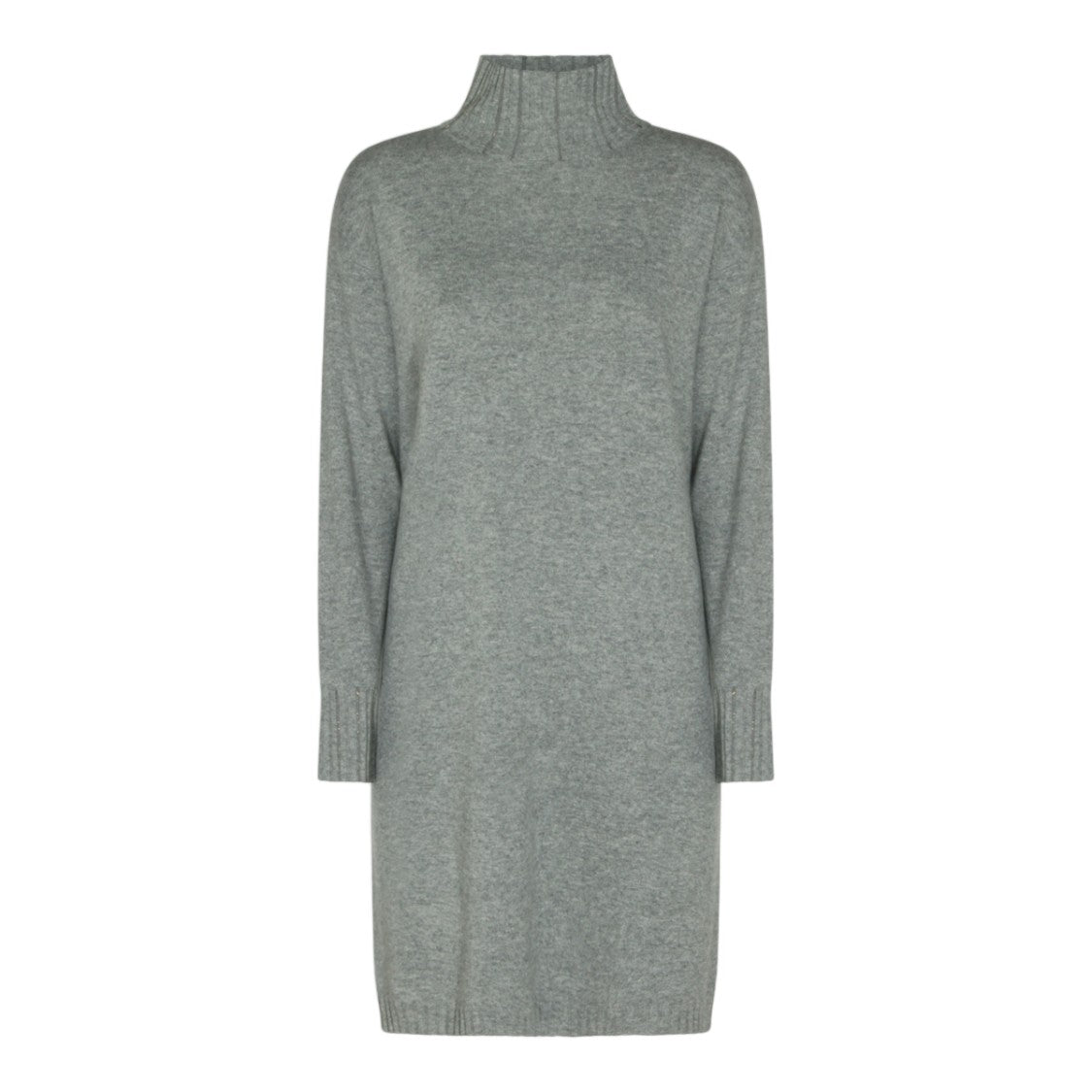 Fabiana Filippi Straight Fit Midi Dress With Ribbed Turtleneck And Cuffs