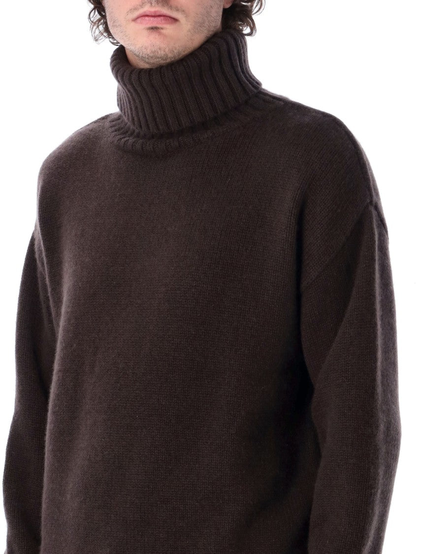 Extreme Cashmere Brown Extra High Neck Oversized Sweater