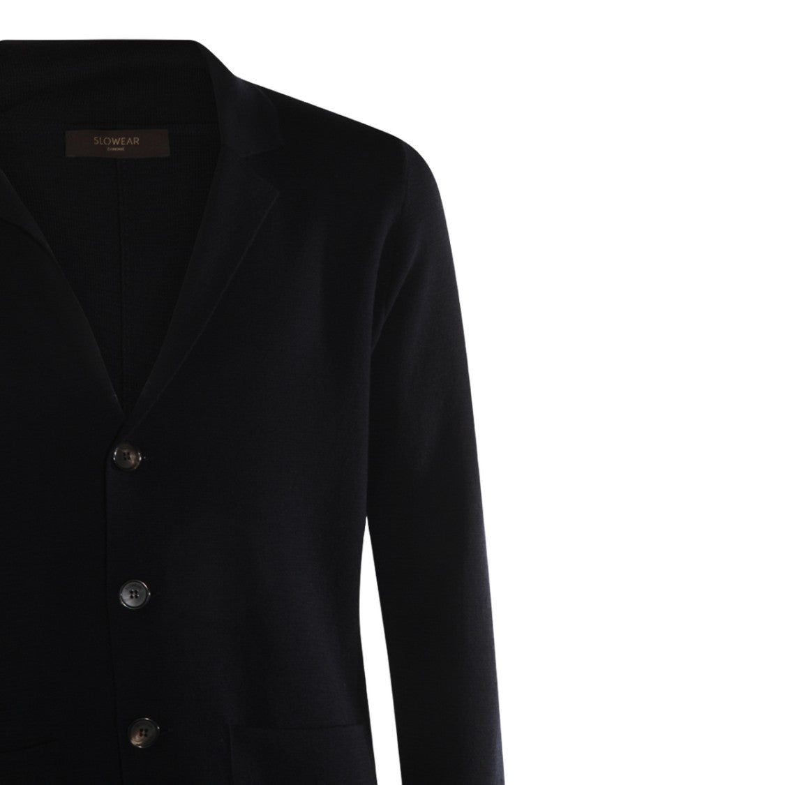 Zanone Cardigan-Style Black Sweater With Notched Lapel
