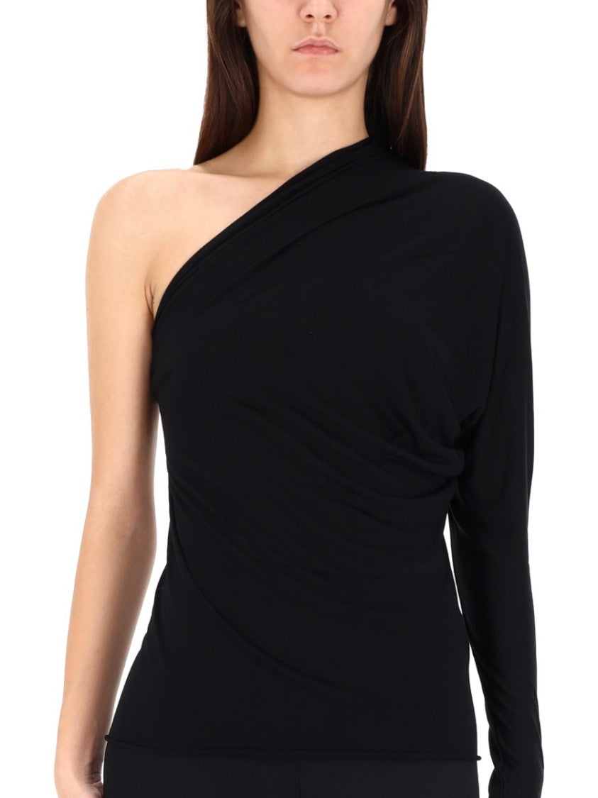 Rick Owens X Lilies Asymmetrical One-Shoulder Black Top