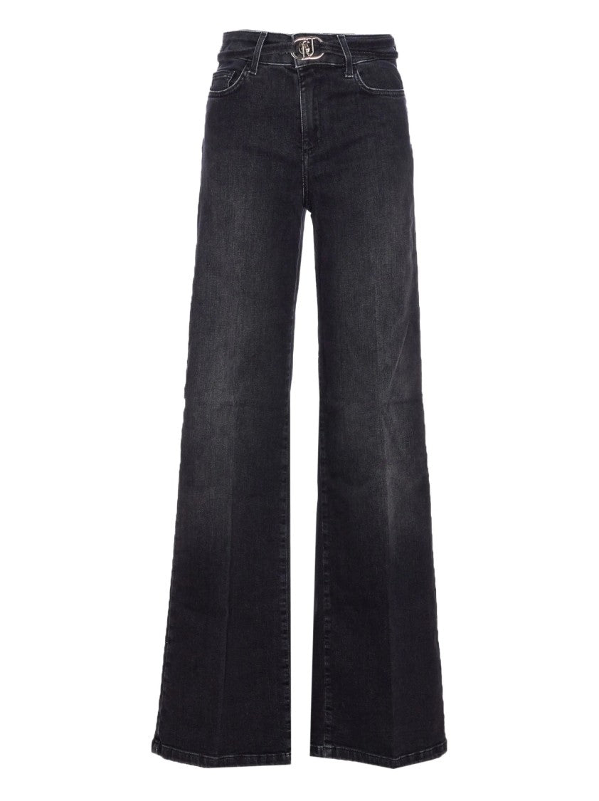 Liu Jo High-Waisted Wide-Leg Black Jeans With Belt Detail