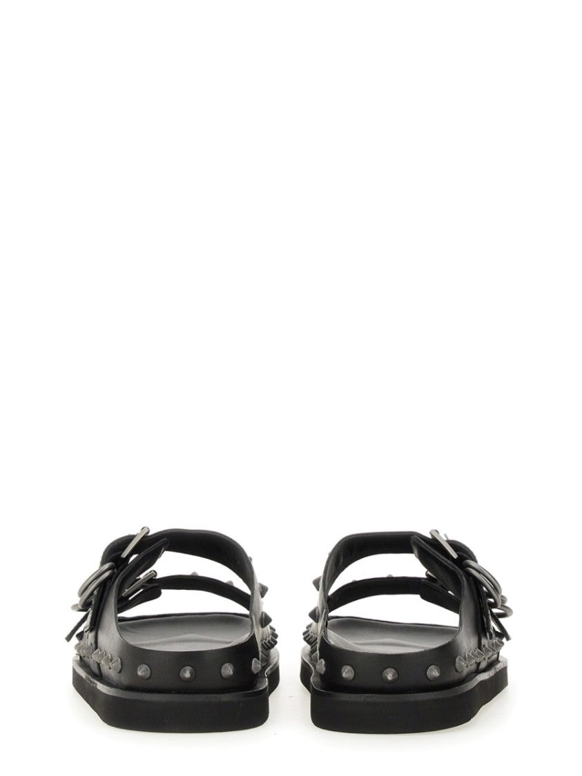 Ash Black Calf Leather "Urus" Sandals
