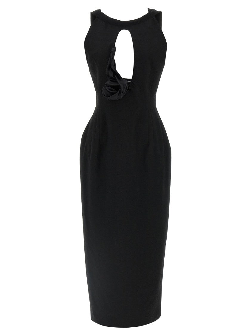 Magda Butrym Black Wool Sheath Dress With Front Cut-Out