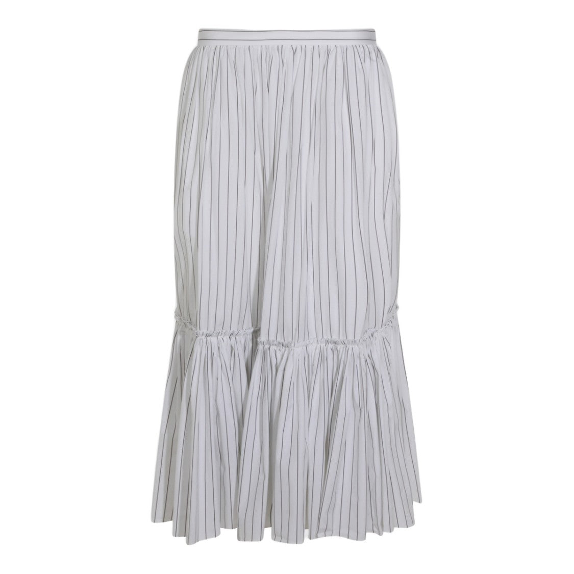 Jil Sander Gathered Hem Midi Skirt With Striped Pattern