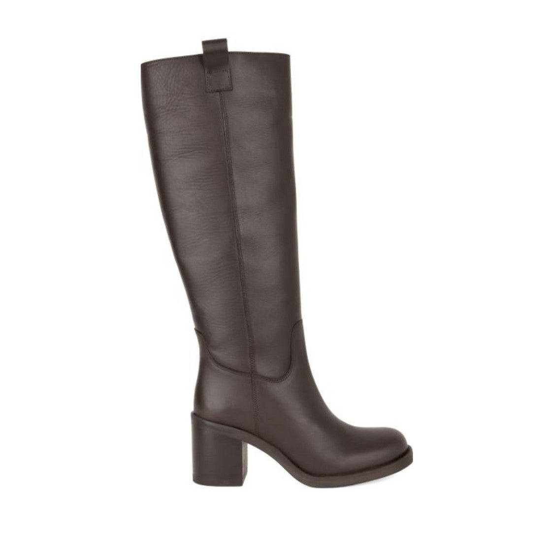 Sergio Moretti Brown Smooth Leather Block Heel Knee-High Boots
