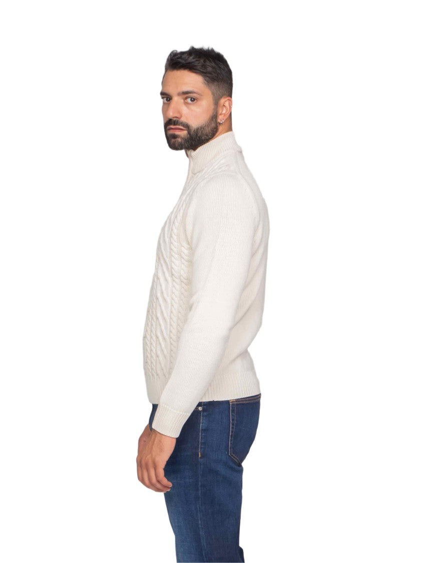 Peserico Intricately Knitted Half-Zip Pullover With Ribbed Cuffs