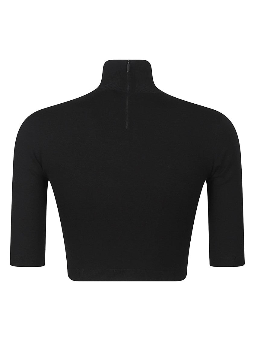 Max Mara Fitted Crop Top With High Neckline