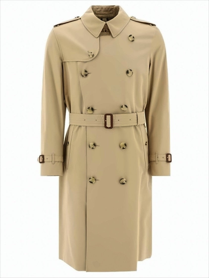 Burberry Double-Breasted Trench Coat In Beige Cotton
