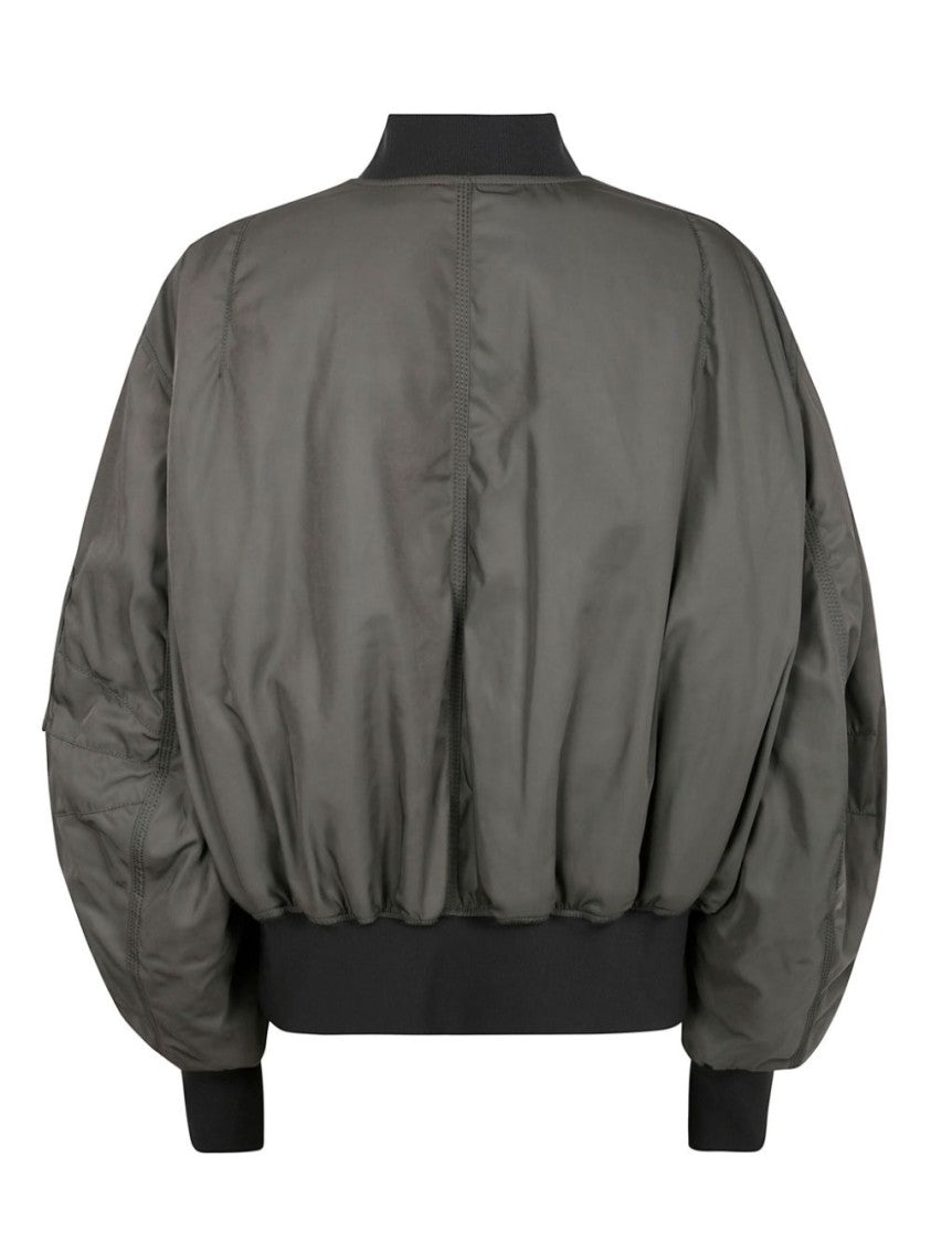 The Attico Olive Green Bomber Jacket With Baseball Collar